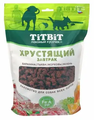 Купить titbit лакомство для собак завтрак хрустящий с бараниной
