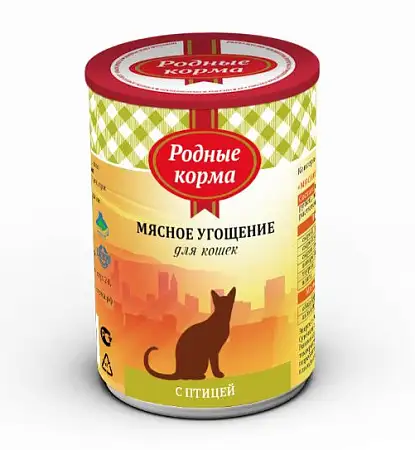Купить Родные корма Мясное угощение консервы с птицей для кошек